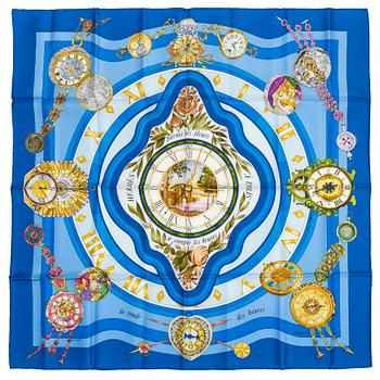 HERMÈS, scarves, 2 st, "Jumping" & "La Ronde des Heures".