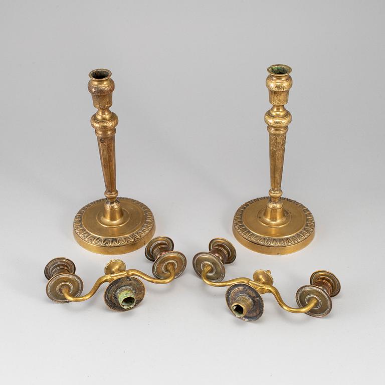 A pair of late gustavian candelabra, ca 1800.