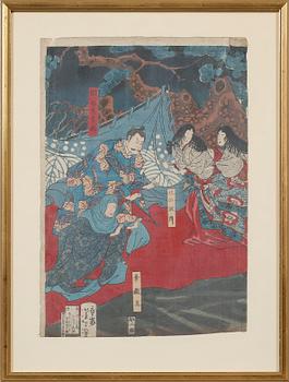 TRÄSNITT, 4 st, Japan, 1800-/tidigt 1900-tal.