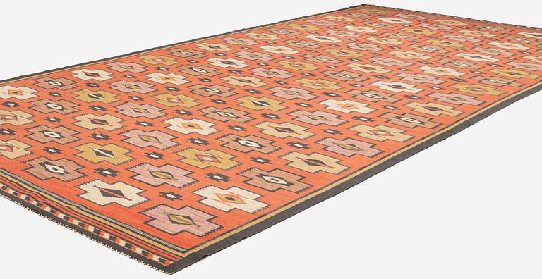 A carpet flat weave, c 607 x 300 cm, possibly Johanna Brunssons Vävskola.