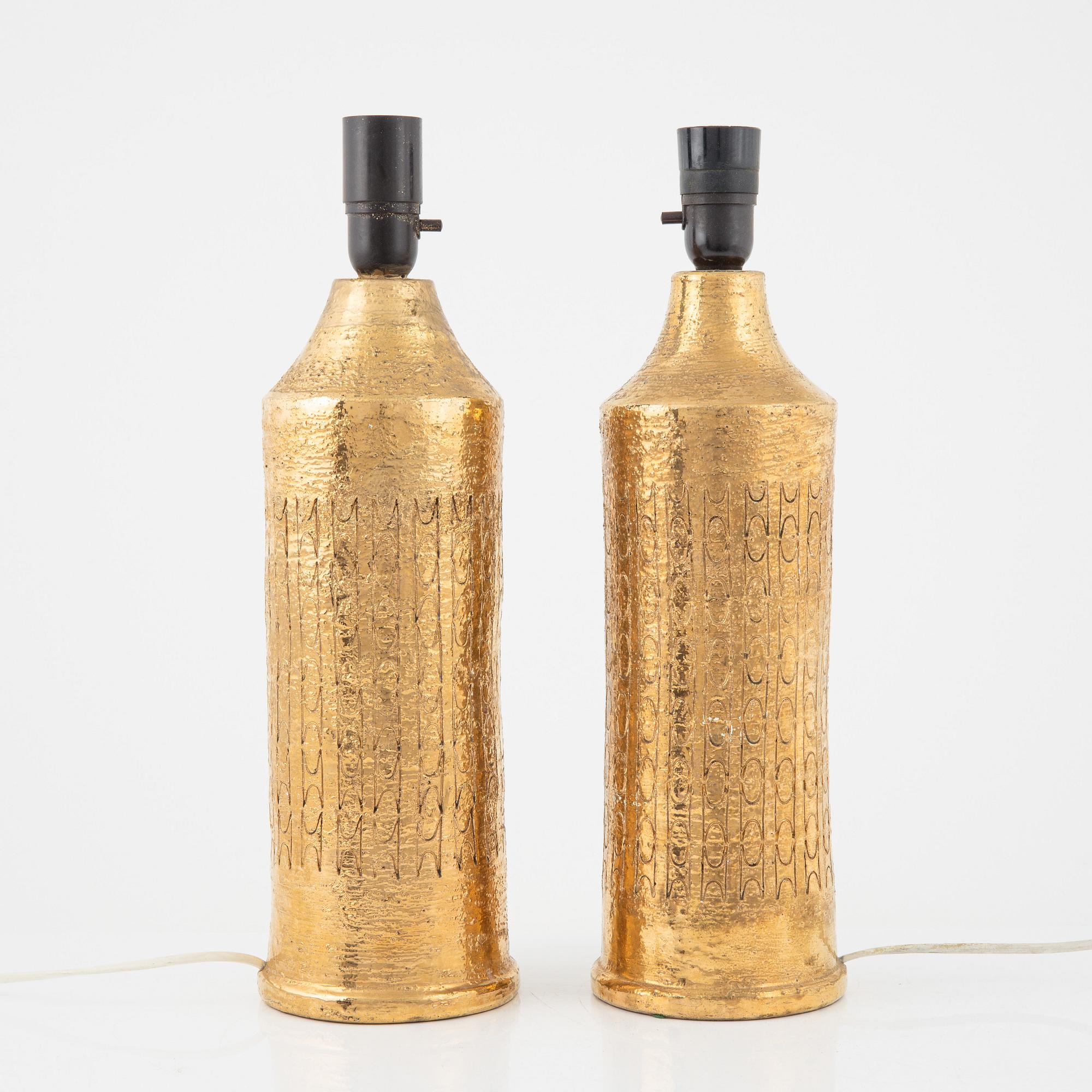 A pair of stoneware table lights, Bitossi for Bergboms, 1970's.