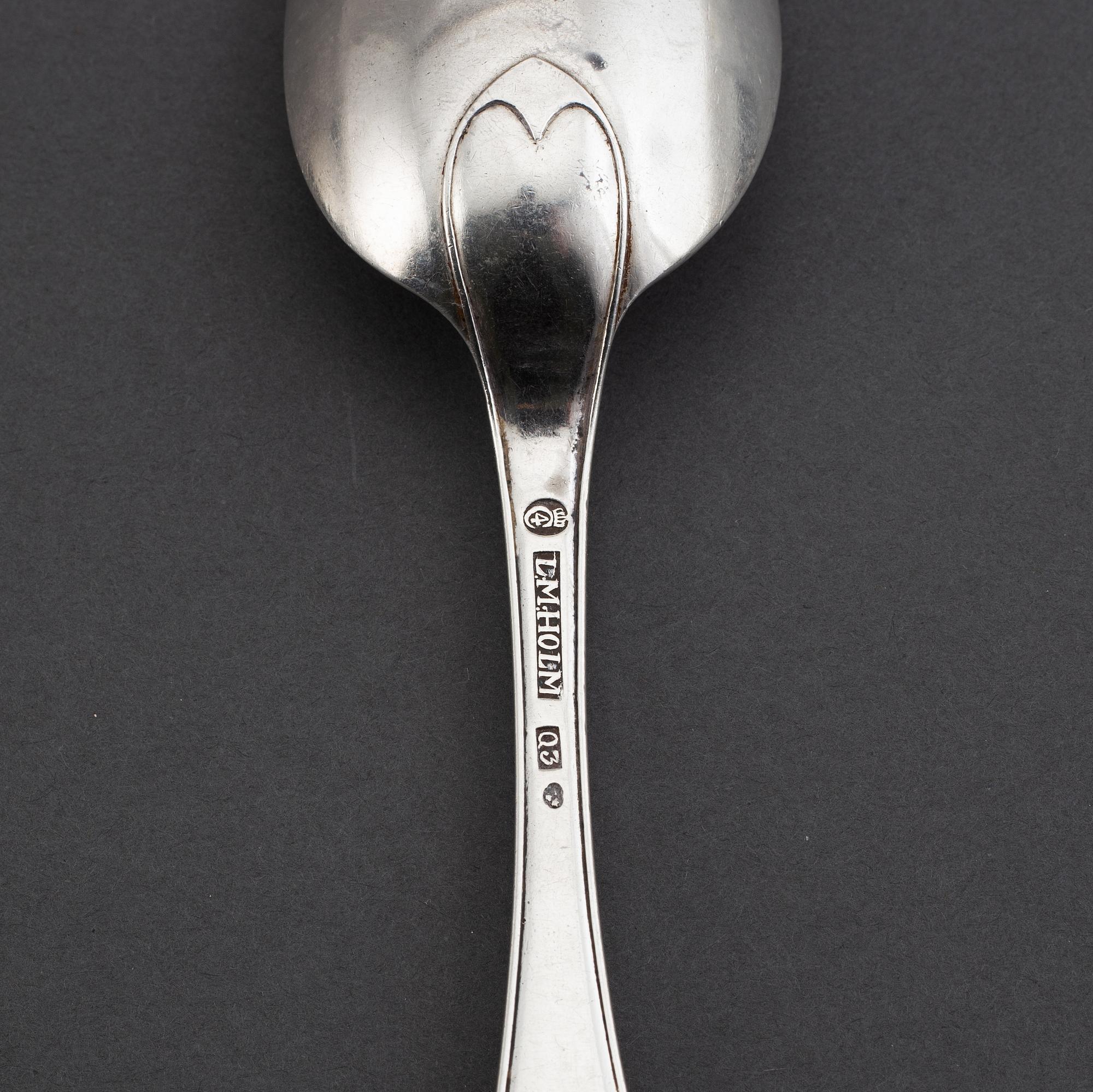 Lars Magnus Holm, matskedar 6 st, silver, Kristianstad 1822.