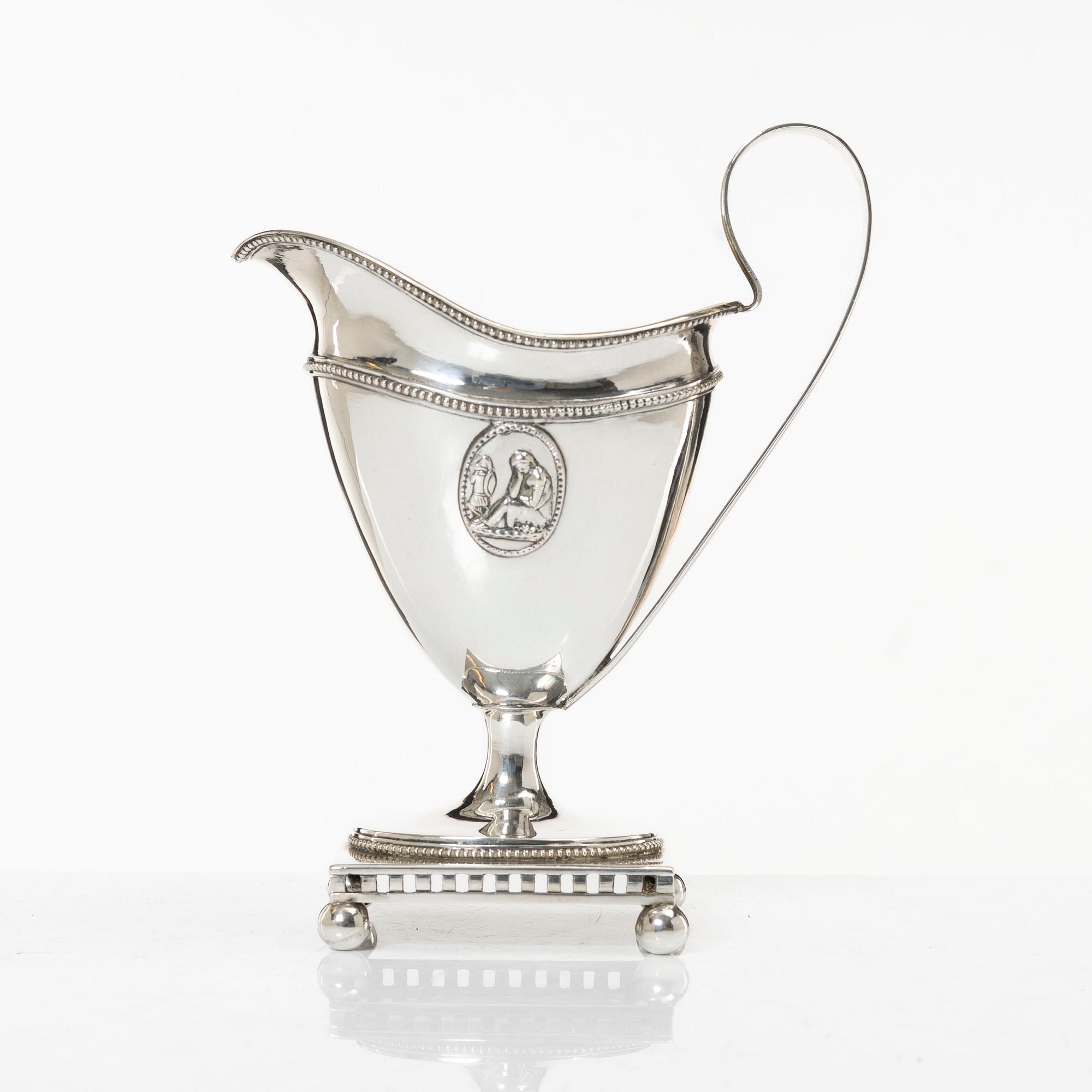 A Swedish 18th century parcel-gilt silver cream-jug, mark of Johan Schröder, Landskrona 1799.