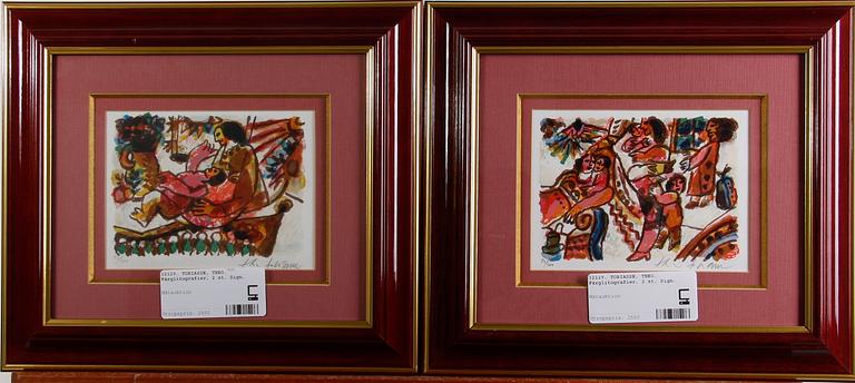 TOBIASSE, THEO. Färglitografier, 2 st, sign.