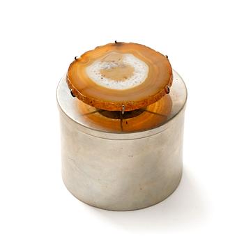 Estrid Ericson, a lidded pewter jar set with an agate, Firma Svenskt Tenn, Stockholm 1935.