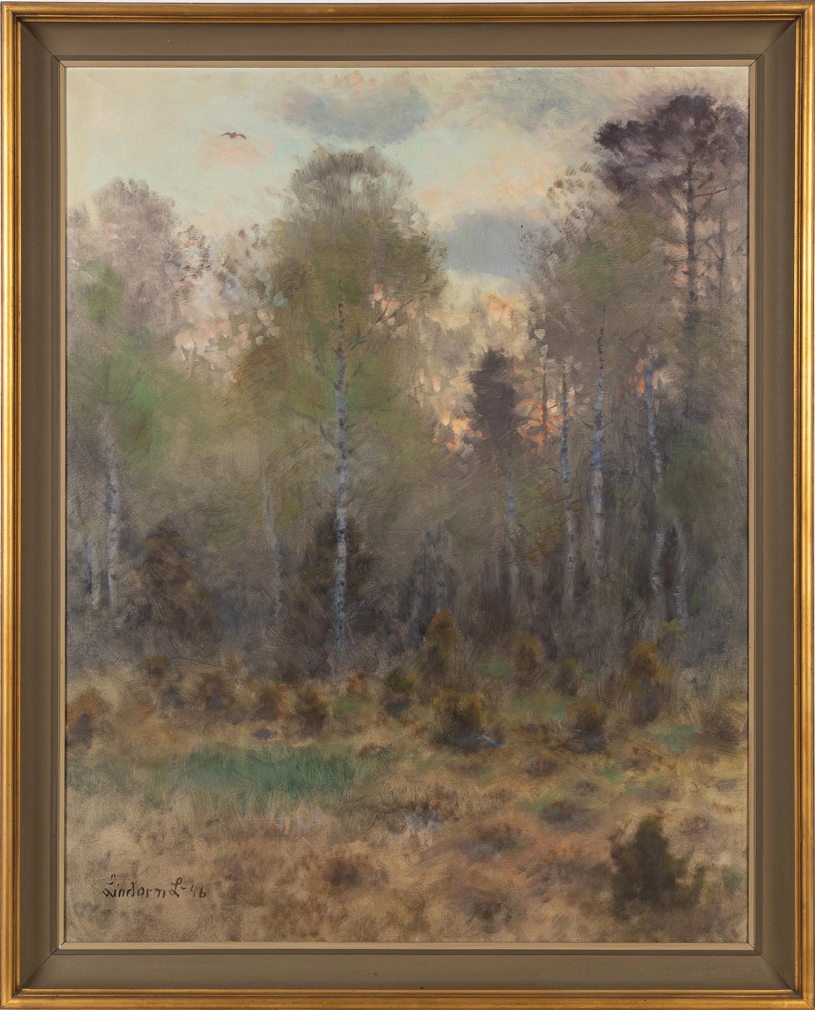 Lindorm Liljefors, olja på duk, signerad och daterad 46.