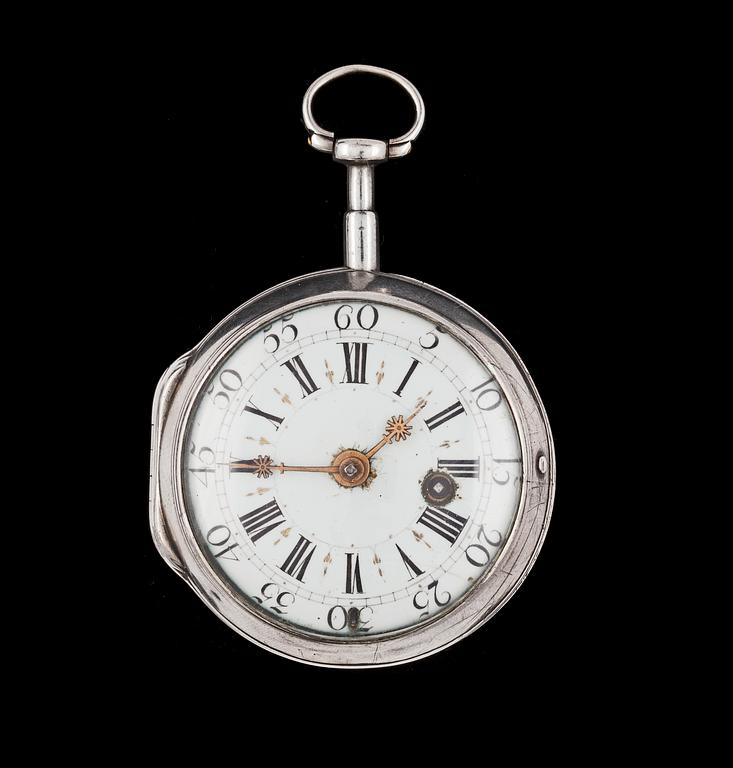 A silver pocket watch, Fredrik Jürgensen, Copenhagen, early 19th century.