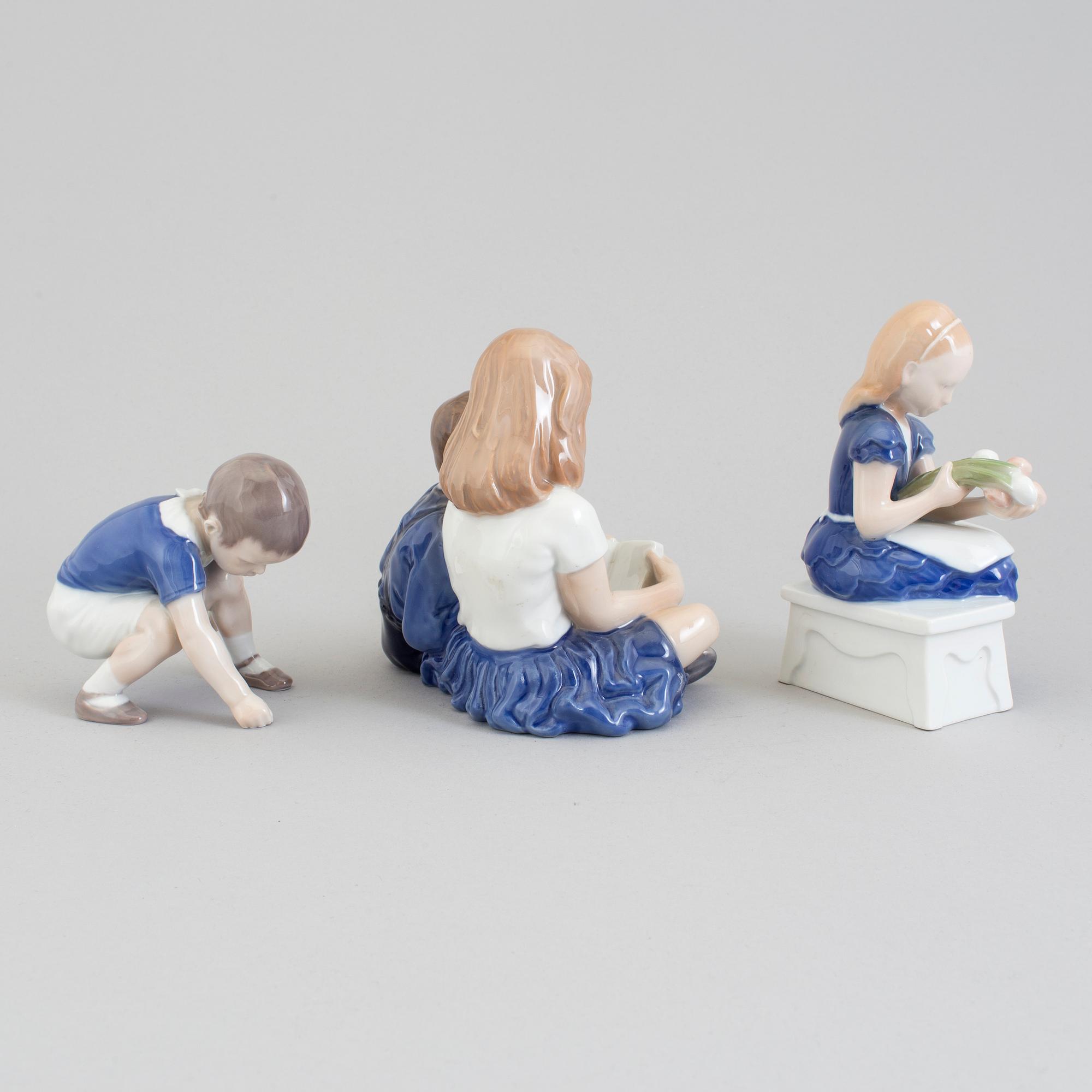 Three figurines by Royal Copenhagen and Bing & Gröndal.
