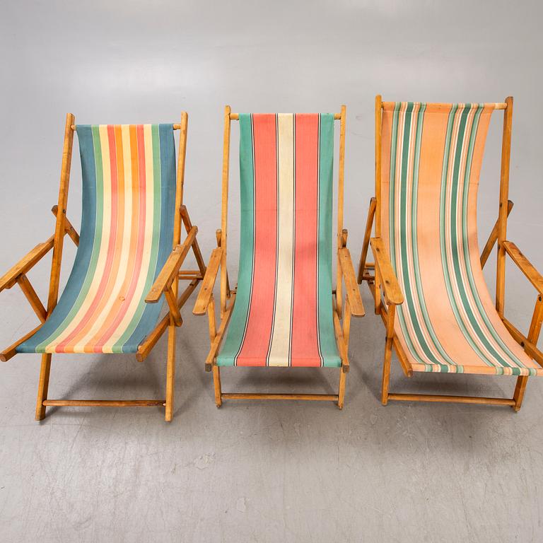 Sun loungers 3 pcs, mid 1900s.