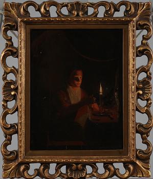 OKÄND KONSTNÄR, olja på pannå, 1700-tal.