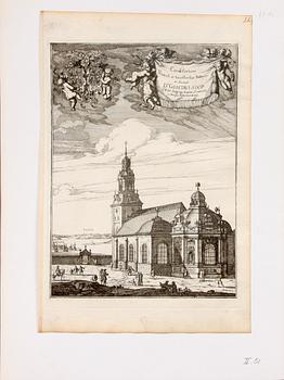 KOPPARSTICK, 5 st, ur Suecia Antiqua, bl a W. Swidde och J. van den Aveele, 1700-tal.