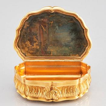 Frantz Bergs, dosa, guld, (verksam i Stockholm 1725-1777) 1700-talets mitt. Rokoko.