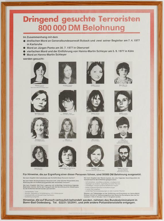 AFFISCH, Baader Meinhof, 1977.