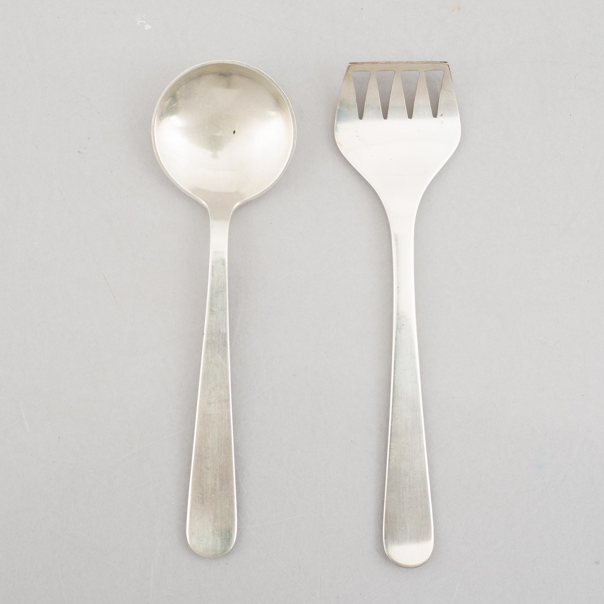 Wiwen Nilsson, a sardine fork and a spoon, silver, Lund, 1954-55.
