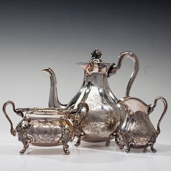 KAFFESERVIS, 3 delar, silver, Auran Kultasepät, Åbo 1915-1916. Tot. vikt ca 1290 g.