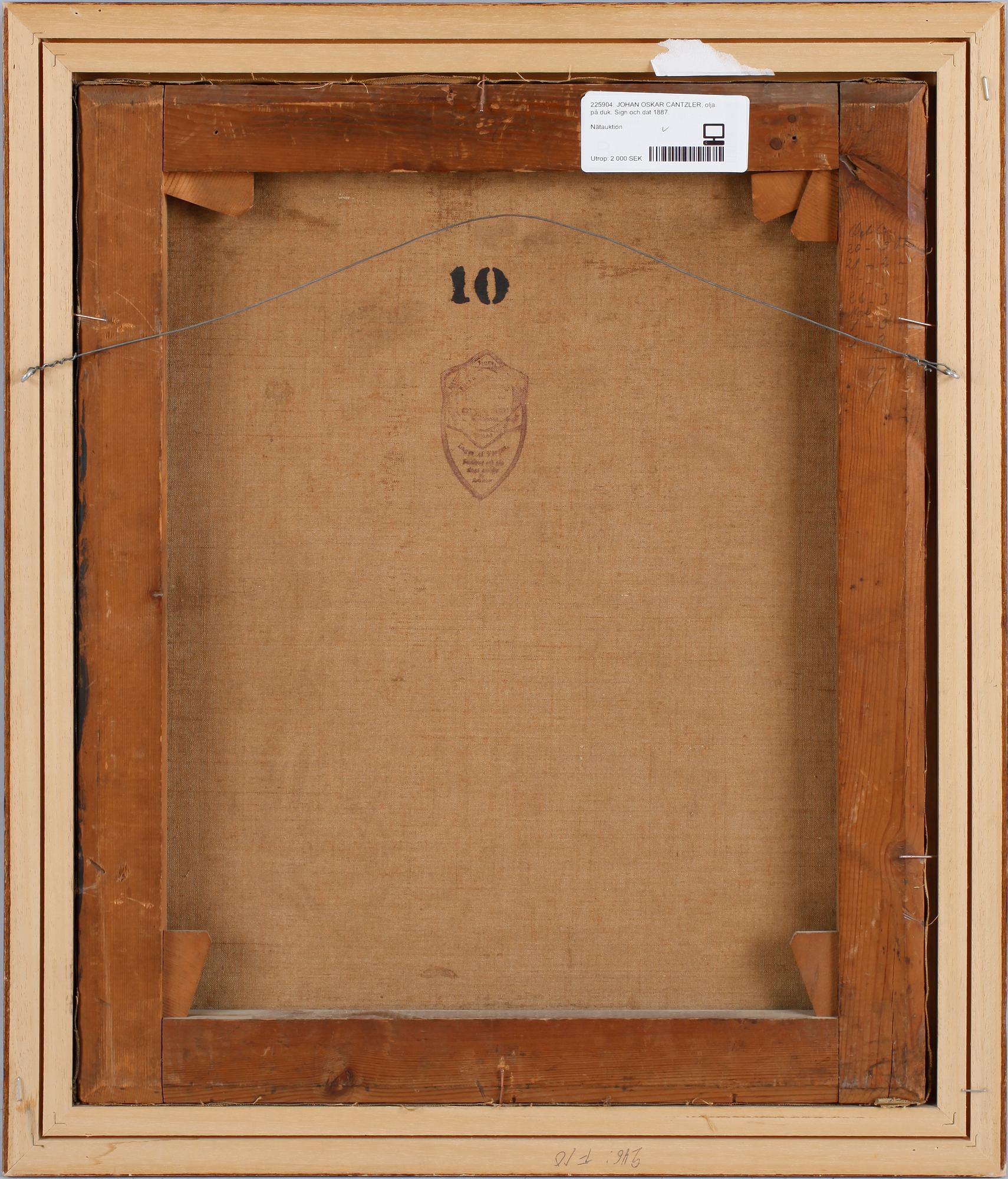 JOHAN OSKAR CANTZLER, olja på duk. Sign och dat 1887.