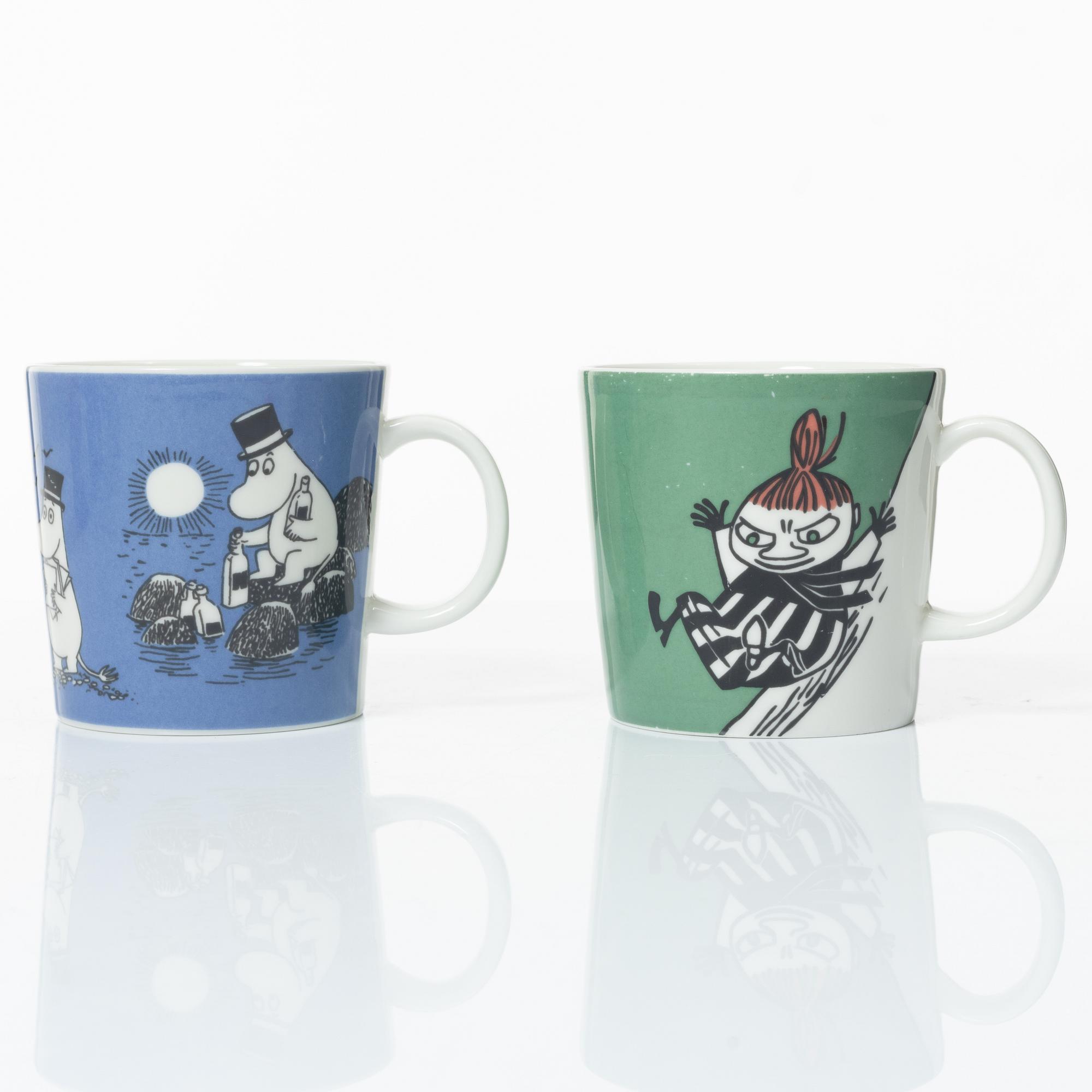 Arabia, seven Moomin mugs, Finland.