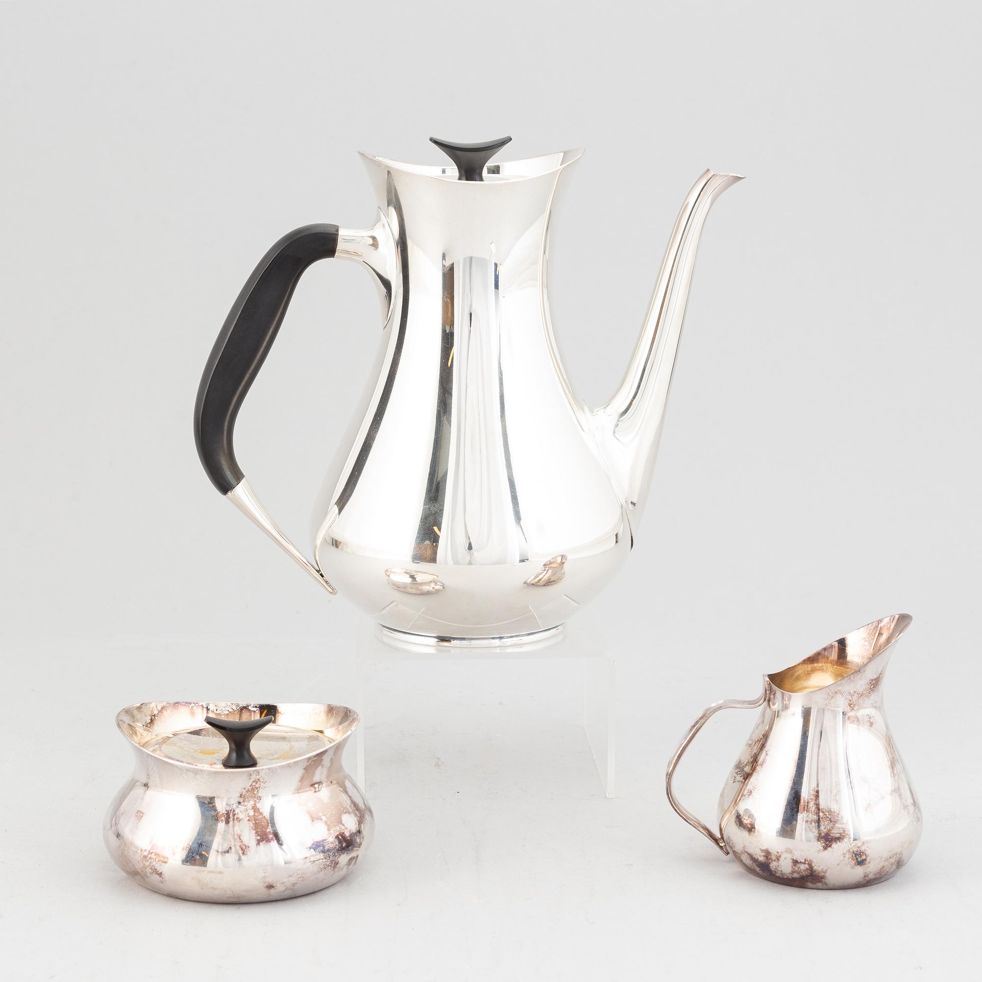 Three pieces silver coffe service,