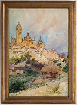 ELLEN JOLIN, watercolour, signed Ellen Jolin and dated Segovia 26/9 1895.