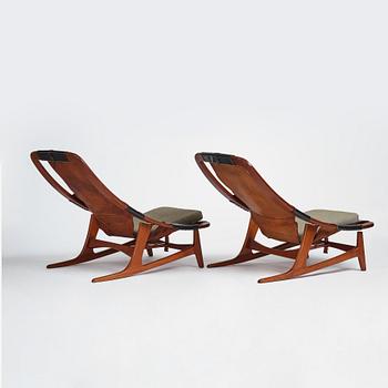 Arne Tideman Ruud, a pair of teak lounge chairs "Holmenkollen/3030", A/S Inventar Gjövik, Norway 1960's.