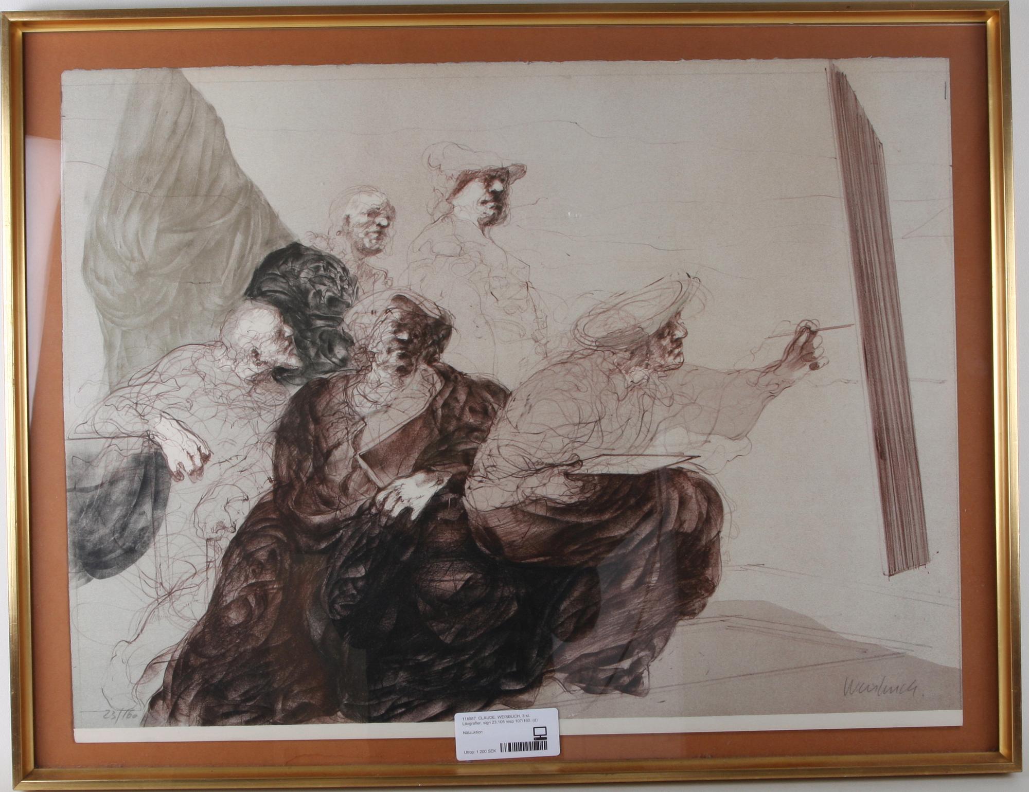 CLAUDE, WEISBUCH, 3 st. Litografier, sign 23,105 resp 107/160.