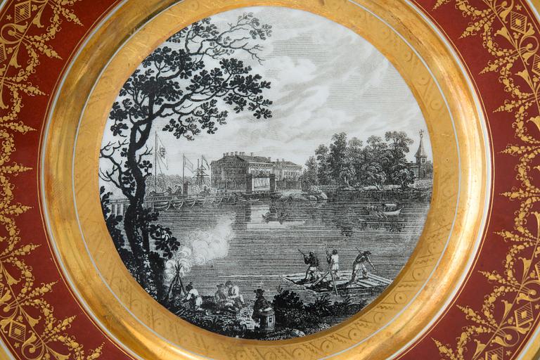 TALLRIK, porslin, Kejserliga Porslinsmanufakturen i S:t Petersburg 1809-1817.