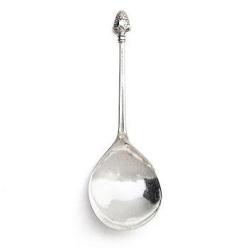 251. An 17/18th century late Baroque silver spoon, unclear mark, Scandinavia.