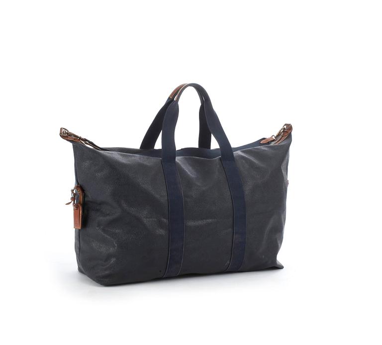 MULBERRY, dark blue leather weekendbag.
