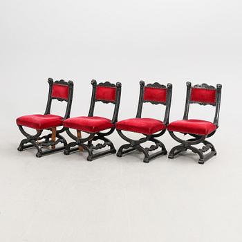 A set of four Renaissance chairs around 1900.