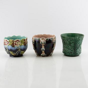 Outer casings 3 pcs Art Nouveau early 20th century majolica.