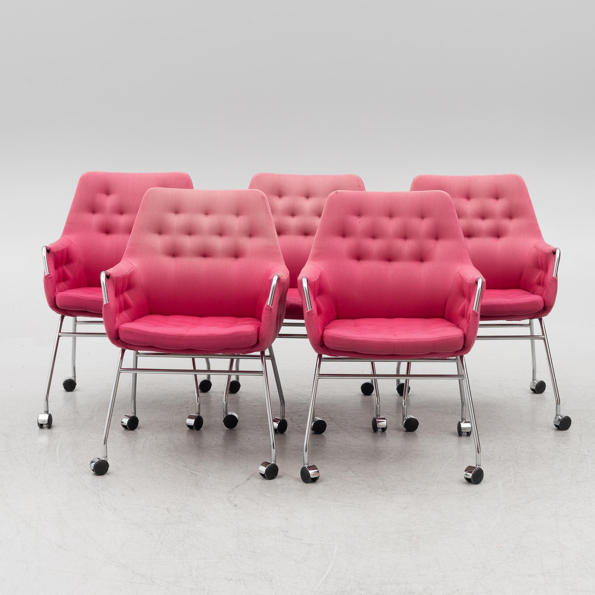 Bruno Mathsson, five "Milton" armchairs, late 20th century.