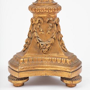 A Gustavian giltwood guéridon, Stockholm, late 18th century.