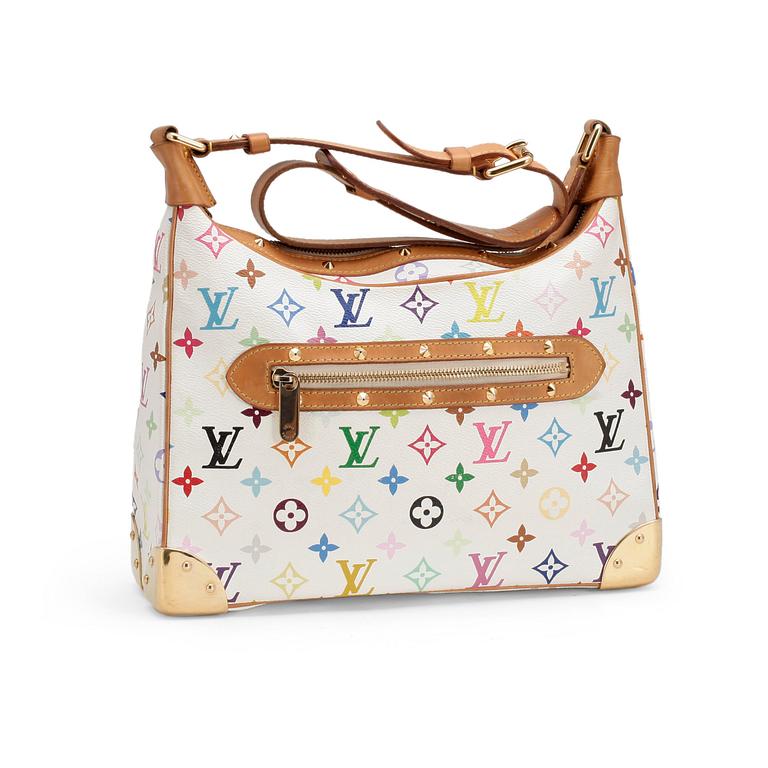 LOUIS VUITTON, a white multicolored mongram canvas shoulder bag.