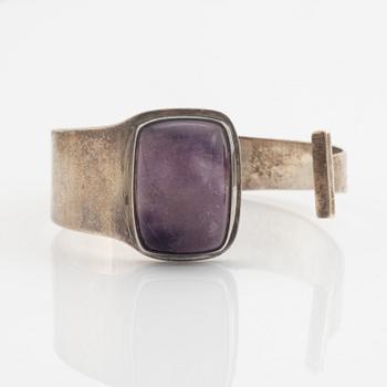Bengt Liljedahl, silver and amethyst bangle.