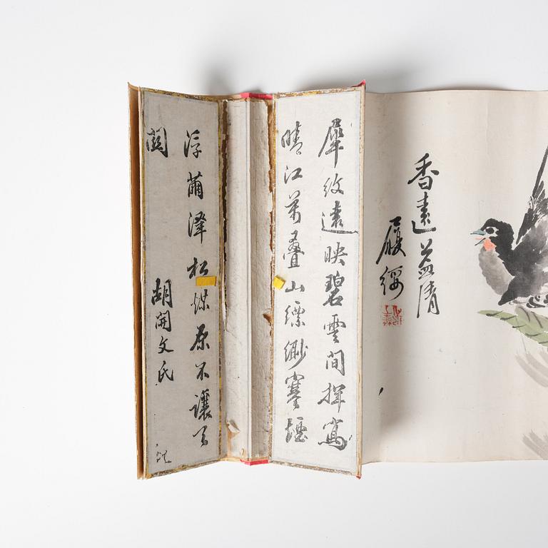 Penselbad soapstone, presentationsask för Hu Kaiwen med en målning signerad Lushu, sen Qingdynasti, 1900.