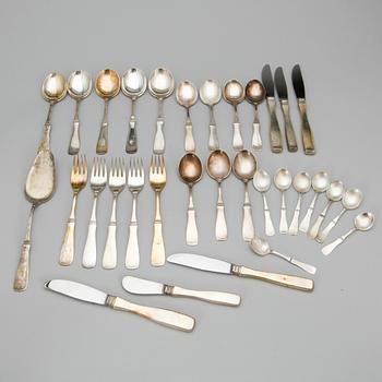 BESTICKSERVISDELAR, 38 st, silver ,"Uppsala" MGAB Linköping, främst 1960-tal. Total vikt ca1200 gram inklusive knivblad.