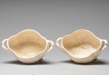 A pair of cream ware tureens with covers, Marieberg, period of Steen (1769-1788).