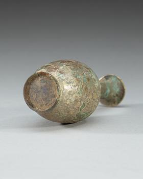 A silvered metal vase, presumably Tang dynasty.