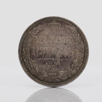 MYNT, silver, rubel, Ryssland, 1851. Ca 21 gram.