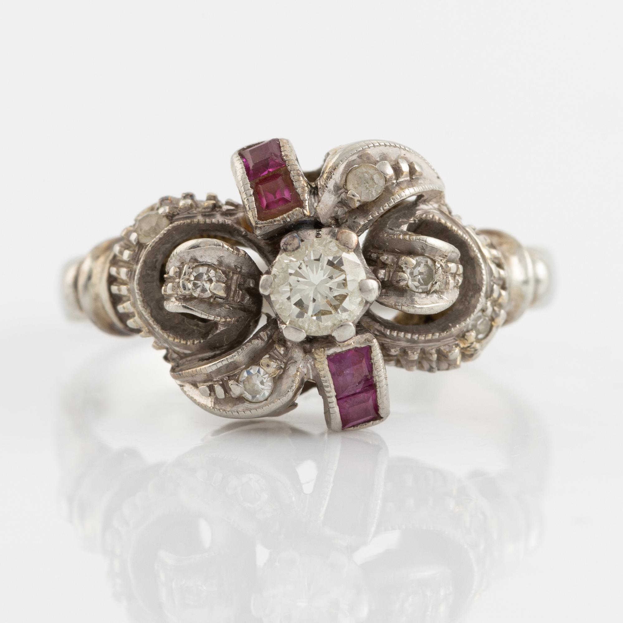 Diamond and ruby ring.
