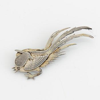 Wiwen Nilsson, brosch, sterlingsilver, fasan,