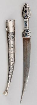 MINIATYRKINDJAL, silver, Ryssland, 1800/1900-tal.