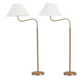 A pair of Josef Frank brass floor lamps, model 2368/2148, Svenskt Tenn.