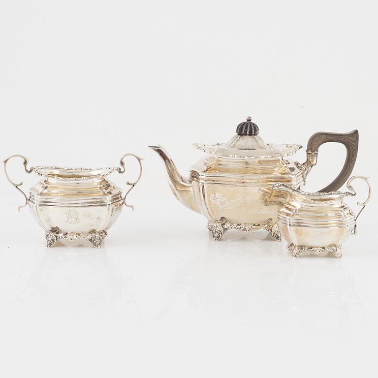 Josiah Williams & Co, kaffeservis, 3 delar, silver, London 1903-04.