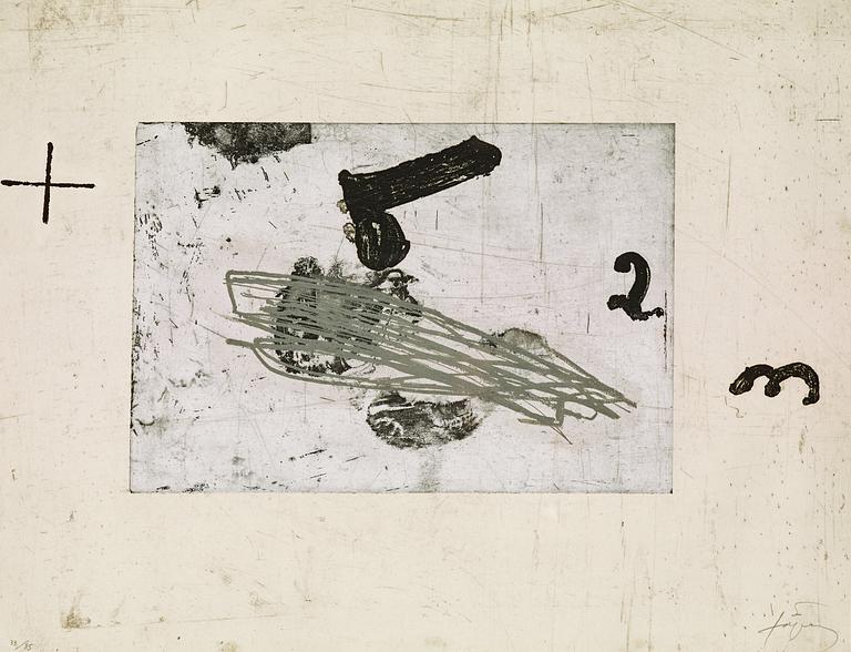 Antoni Tàpies, "Un vase de terre crue et le T du nom de Tàpies" (pl 1).