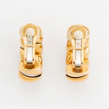 A pair of 18K gold and steel Bulgari earrings.