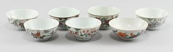 SKÅLAR, 7 st, porslin, Kina, 1900-tal.