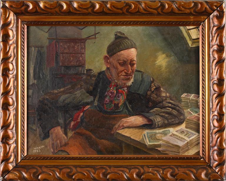 OKÄND KONSTNÄR, olja på duk, otydligt signerad och daterad 1923.