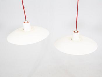 Poul Henningsen, a pair of PH 3/4 ceiling pendants for Louis Poulsen Denmark.