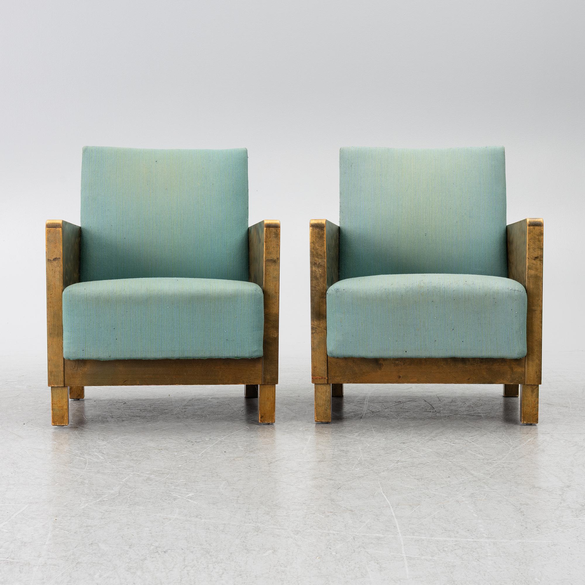 Axel Larsson, fåtöljer, ett par, funkis, Svenska Möbelfabrikerna, Bodafors, 1930-tal.